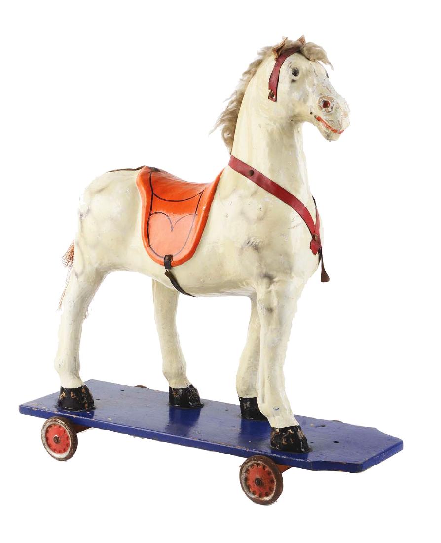 Children's Wooden Hobby Horse on Wooden Platform. (1 of 4)