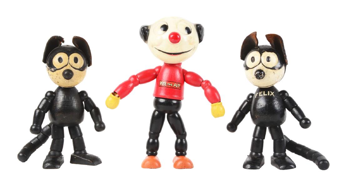 Lot Of 3: Wood Jointed Character Figures. (1 of 10)