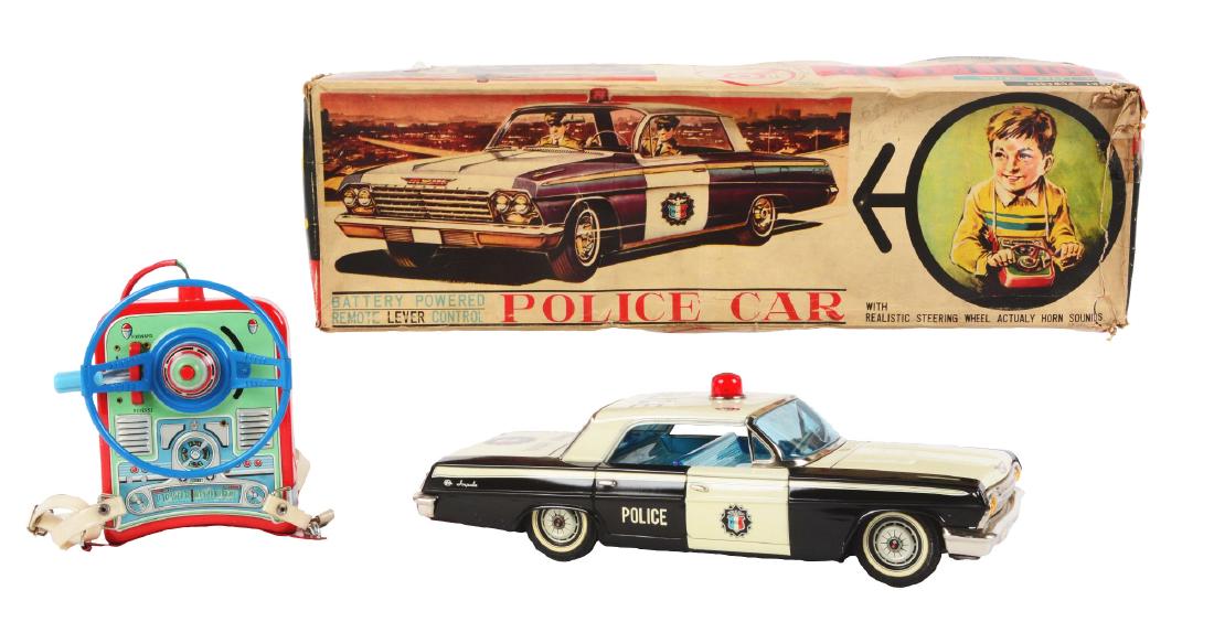 Rare Japanese Tin Litho Battery Operated Police Car In (1 of 6)