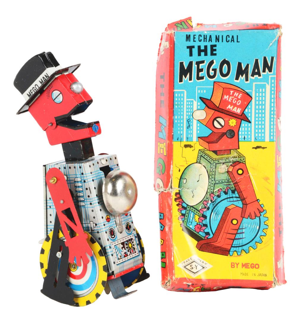 Japanese Tin Litho Wind Up Mego Man Toy. (1 of 4)