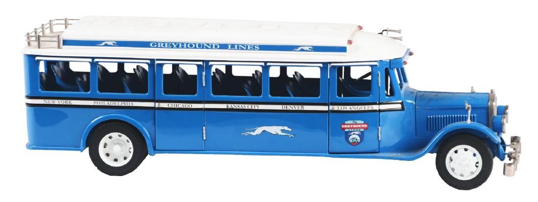Contemporary Model Metal Blue Greyhound Bus. (1 of 2)