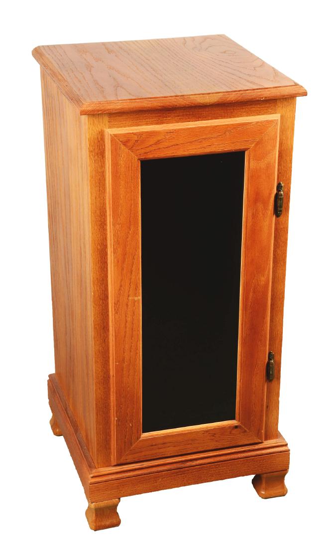 Glass Front Oak Slot Machine Stand. (1 of 6)