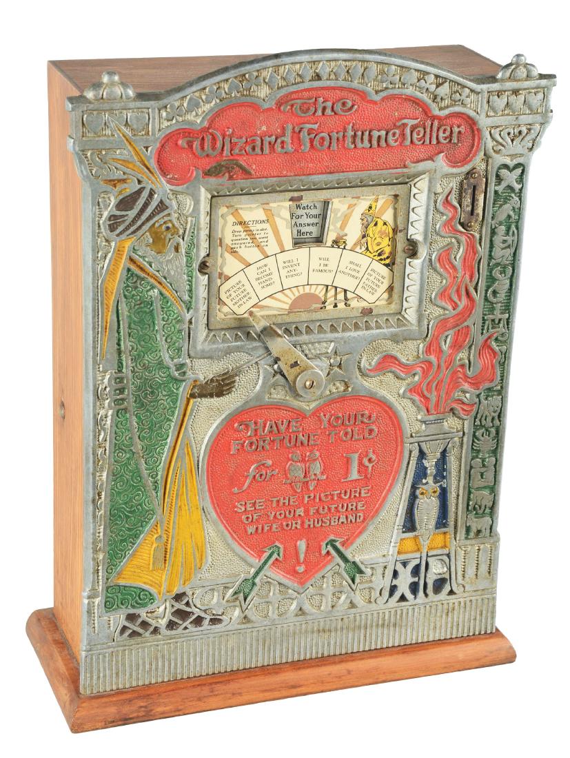 1¢ Mills The Wizard Fortune Teller Amusement Machine. (1 of 6)