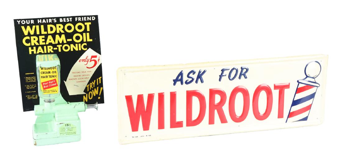 Lot Of 2: Wildroot Hair Tonic Dispenser And Sign. (1 of 4)
