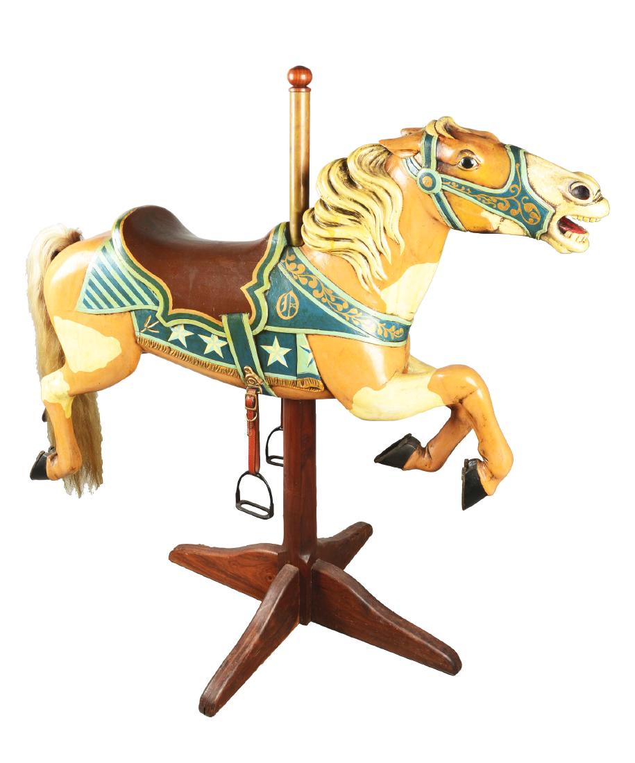 Original Carved Carousel Horse On Stand.