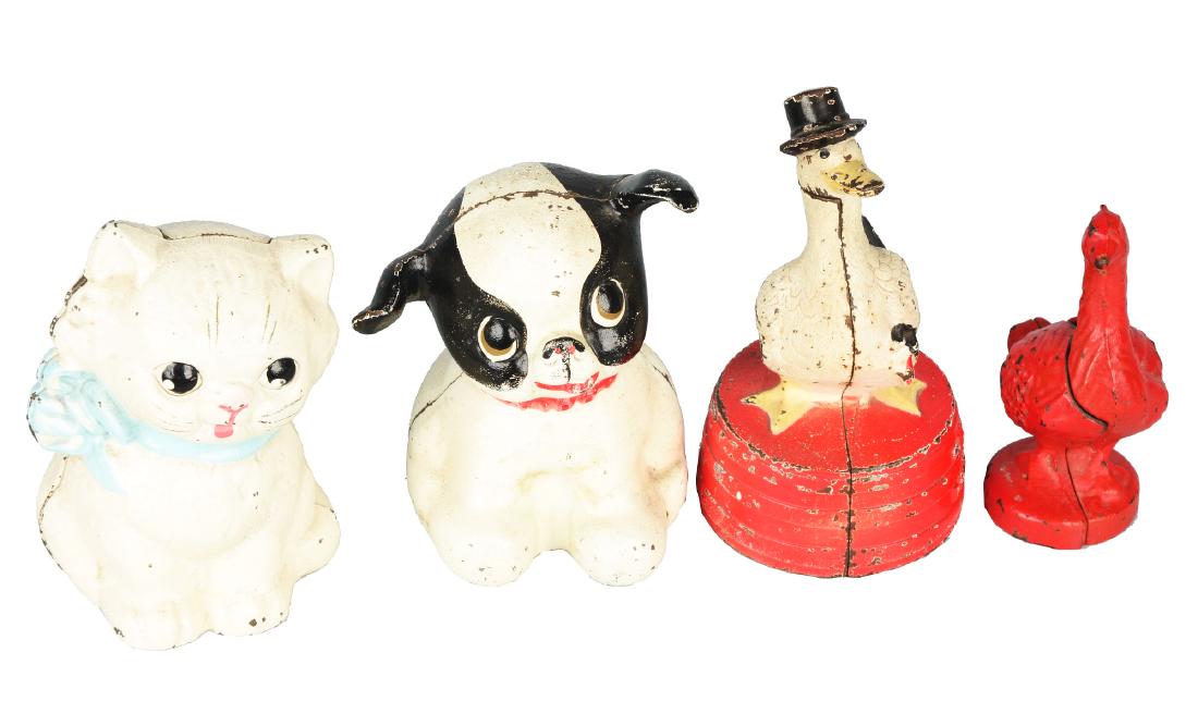 Lot Of 4: Cast Iron Hubley And Arcade Still Banks. (1 of 4)