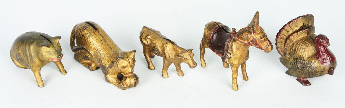 Lot Of 5: Cast Iron Animal Banks. (1 of 4)