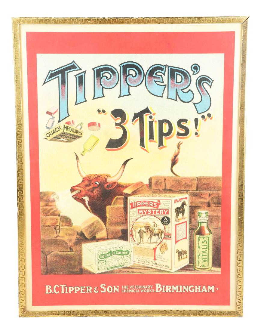 Framed Tippers "3 Tips!" Veterinary Supply Lithograph. (1 of 6)