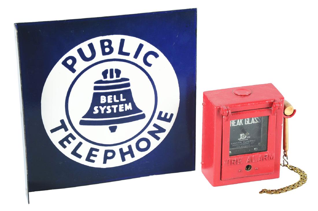 Lot Of 2: Telephone Sign & Fire Alarm. (1 of 4)