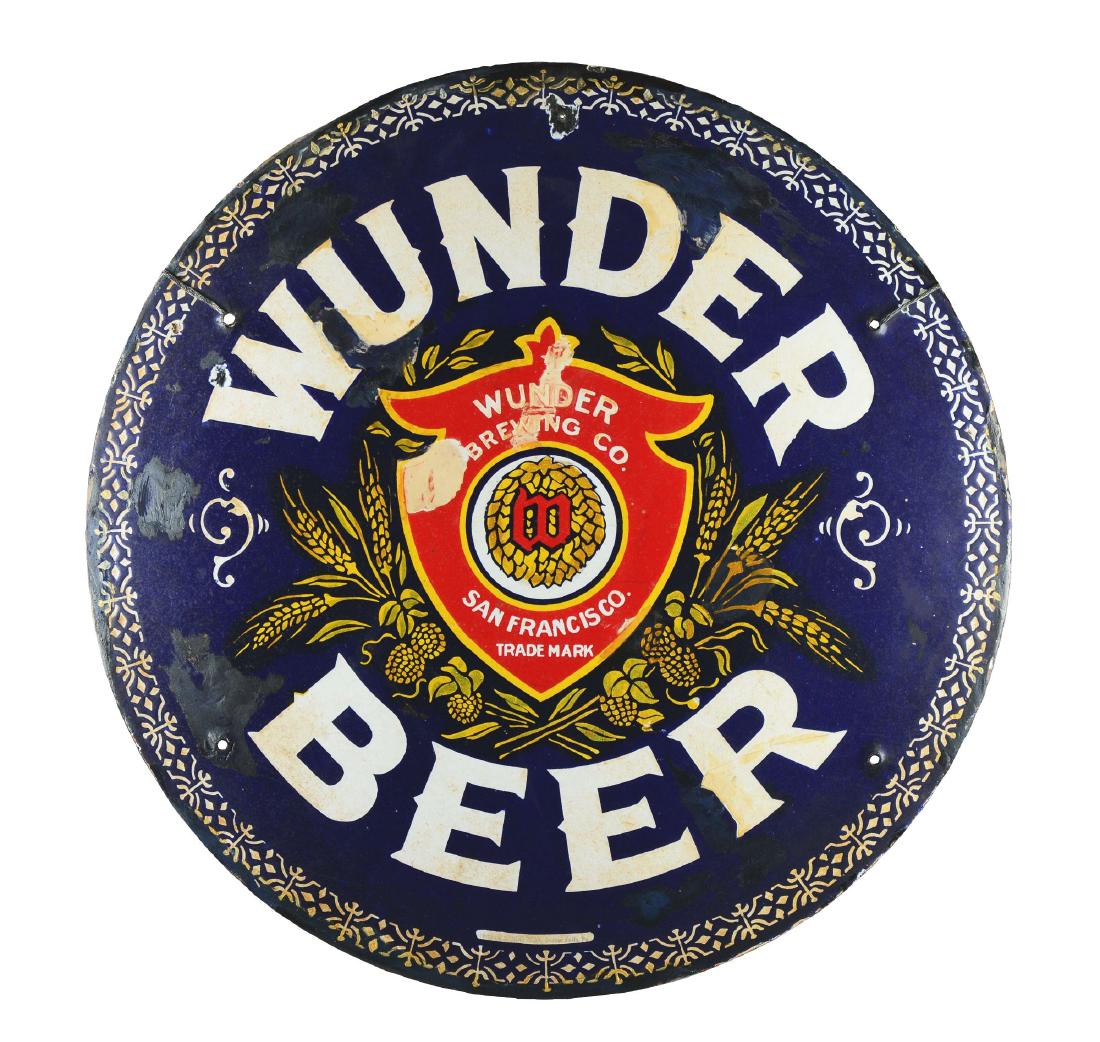Round Single Sided "Wunder Beer" Porcelain Sign. (1 of 4)