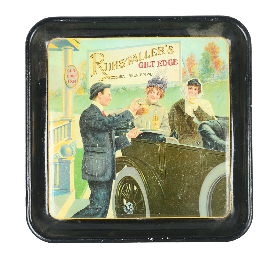 Ruhstaller's Gilt Edge Tin Advertising Tray. (1 of 4)