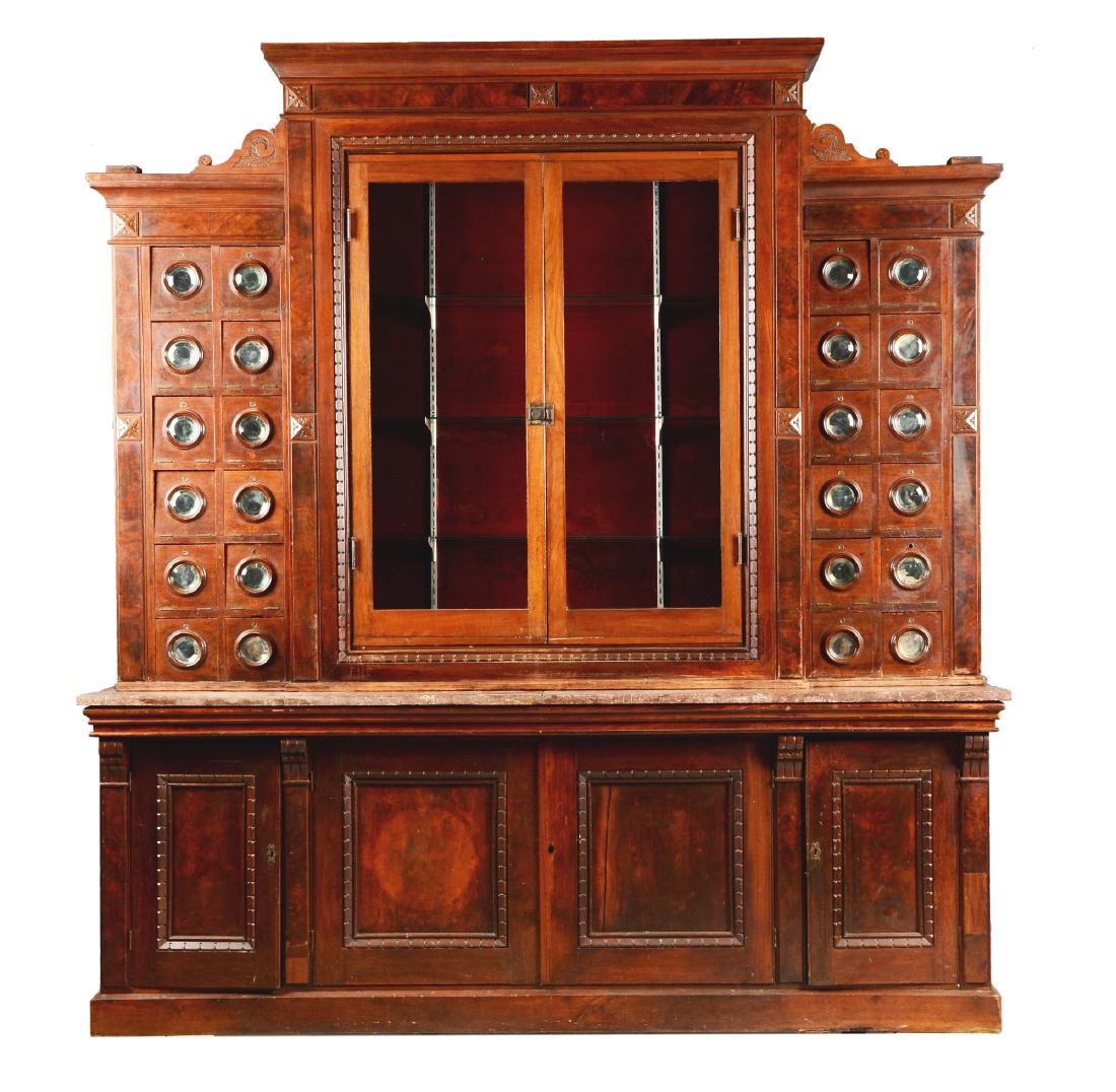 Large Walnut Barber Shop Shaving Mug Cabinet. (1 of 14)