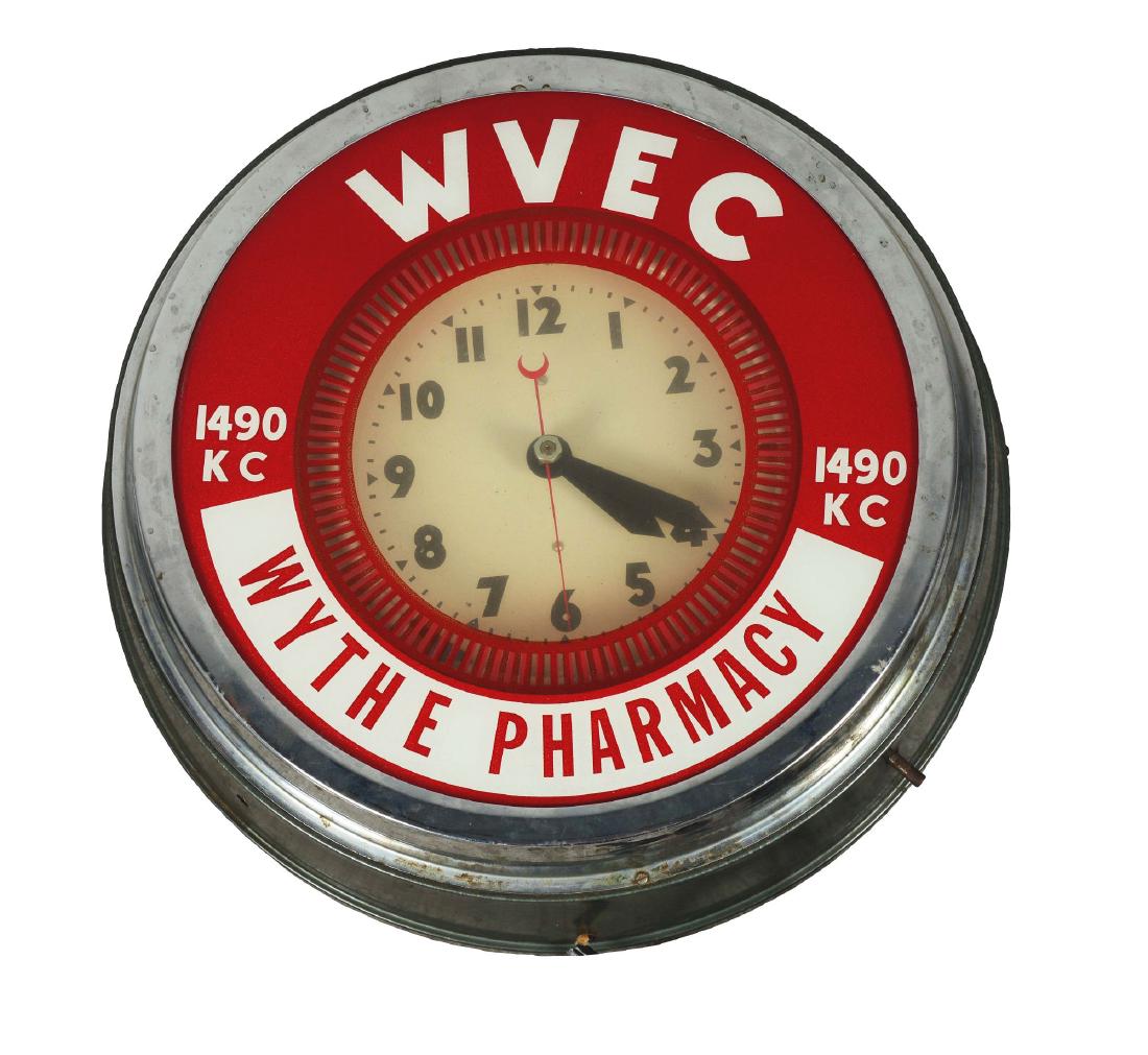 WVEC Wythe Pharmacy Wall Clock. (1 of 4)