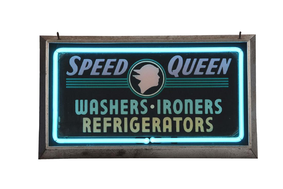 Speed Queen Reverse On Glass Advertising Neon Sign.. (1 of 2)