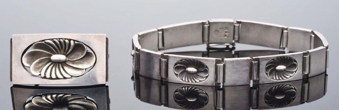 Matching Georg Jensen Sterling Silver Bracelet & Brooch (1 of 3)