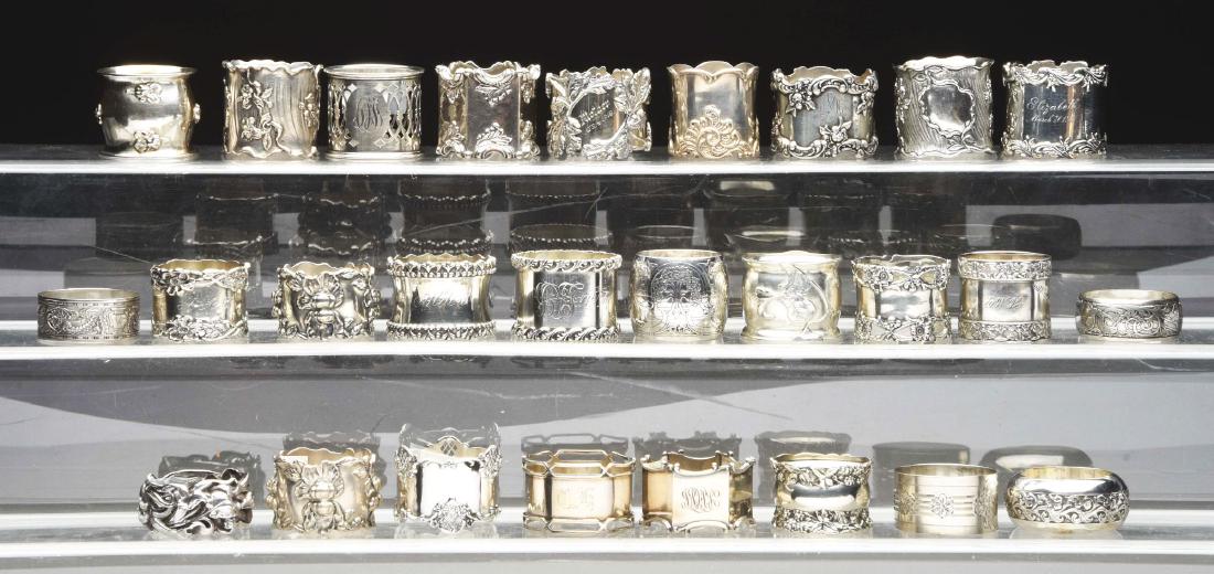 A Large Group Of American Sterling Napkins Rings. (1 of 1)