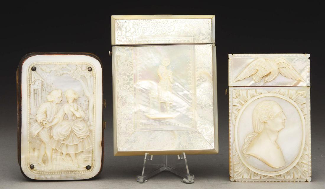 Lot of 3: Victorian Card Cases in MOP. (1 of 2)