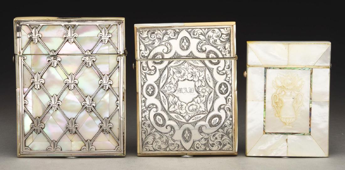 Lot of 3: Sterling Silver & MOP Card Cases. (1 of 2)