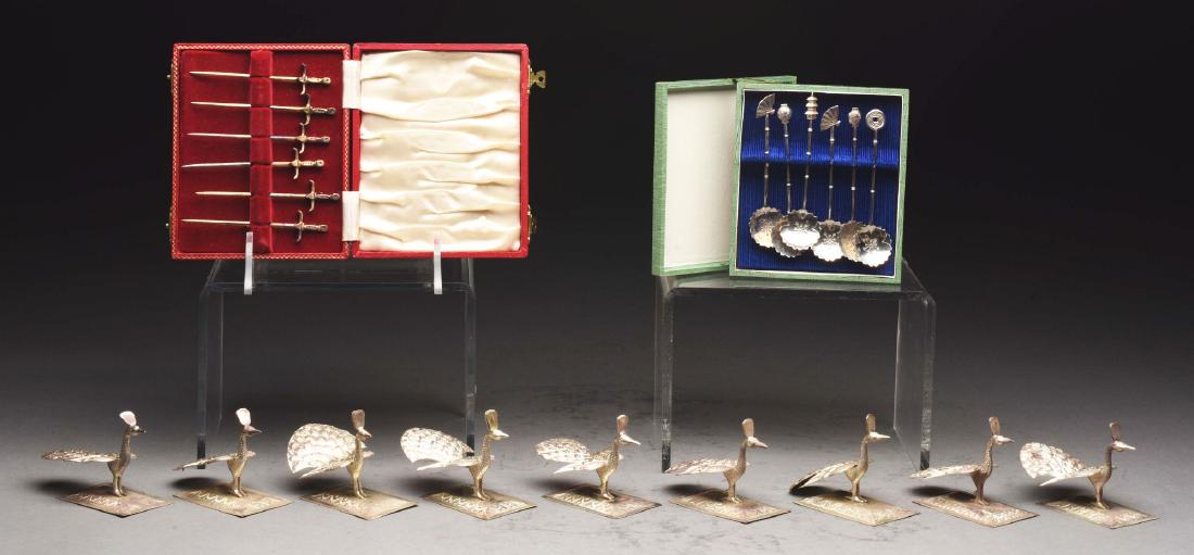 Boxed Set of English Silver Cocktail Forks. (1 of 3)