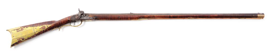 (A) Fullstock Percussion Kentucky Rifle by Samuel: According to "The Longrifles of Western Pennsylvania" by Richard Rosenberger and Charles Kaufmann, Samuel McCosh was born in 1796 and died in 1868. He worked in Pittsburgh, Allegheny County, Pennsylva