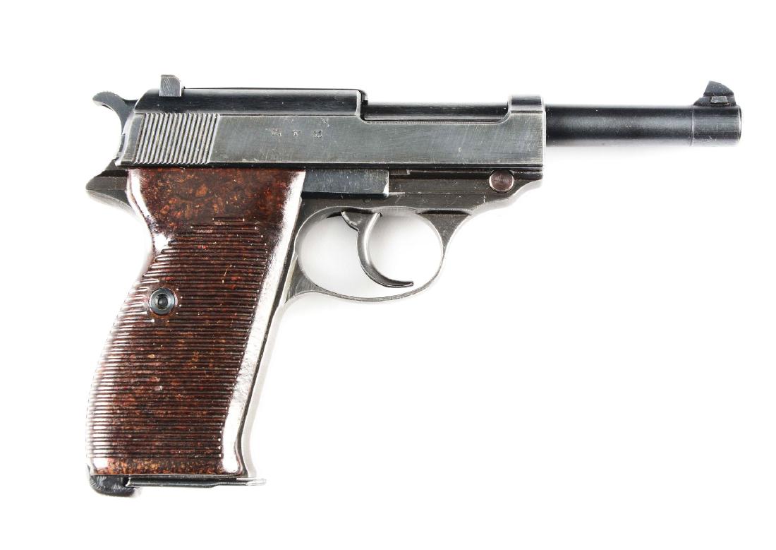 (C) Nazi Marked German Walther ac 44 P.38: Manufactured for the German Army in World War Two. Features include round barrel with adjustable blade front sight and fixed U notch rear sight. it is a recoil, locked breech, hammer fired semi-automa