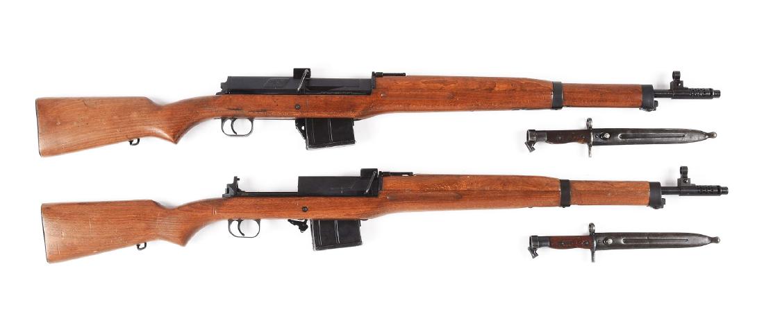 (C)Lot of 2: Egyptian Hakim Rifles with bayonets: Manufactured in the 1950's into the early 1960's the Egyptian Hakiem rifle was the first successful military rifle manufactured in the United Arab Republic. Based upon the Swedish AG42 Ljungman rifle