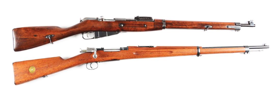 (C) Lot of 2: Swedish and Finnish Military Bolt Action: Lot includes a Finnish M27 Mosin Nagant in 7.62x54R and a Swedish M96 Mauser Rifle in 6.5mm. (A) Finnish M27 rifle manufactured by Tikka is dated 1928. Matching numbers on receiver and bolt, no other 