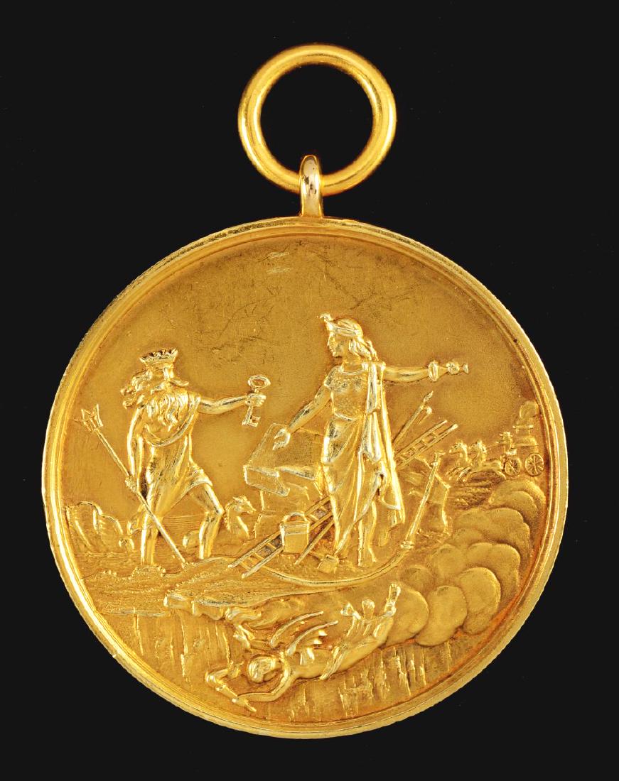 Rare 14K Gold FDNY Medal Of Valor.: 14K gold medal. The James Gordon Bennett medal is the highest honor that can be awarded to a New York City firefighter. This one was awarded to Joseph E. Smith in 1935. Made by Tiffany. 20 dwt. From t