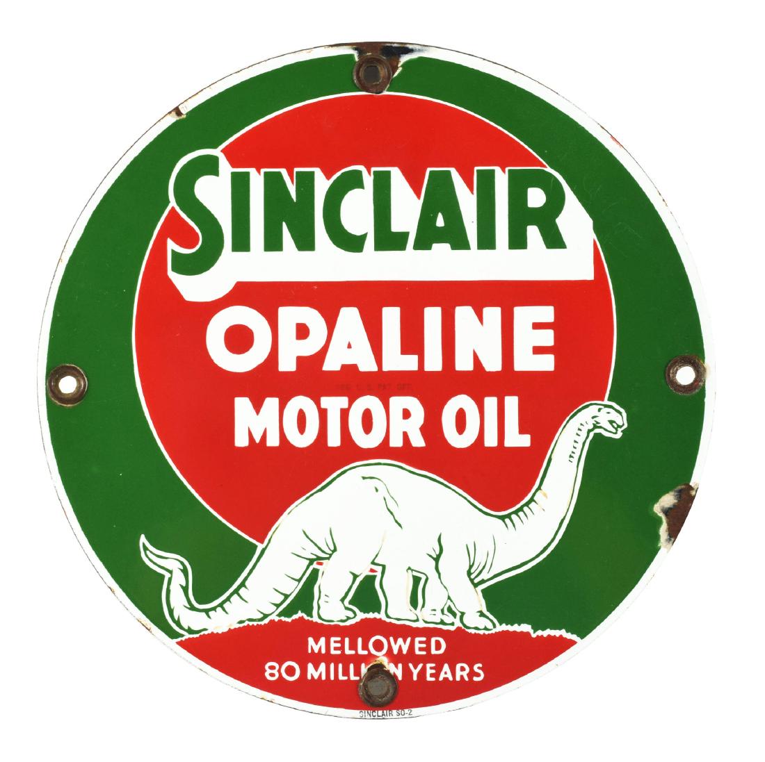 Sinclair Opaline Motor Oil Porcelain Sign with Dinosaur (1 of 3)