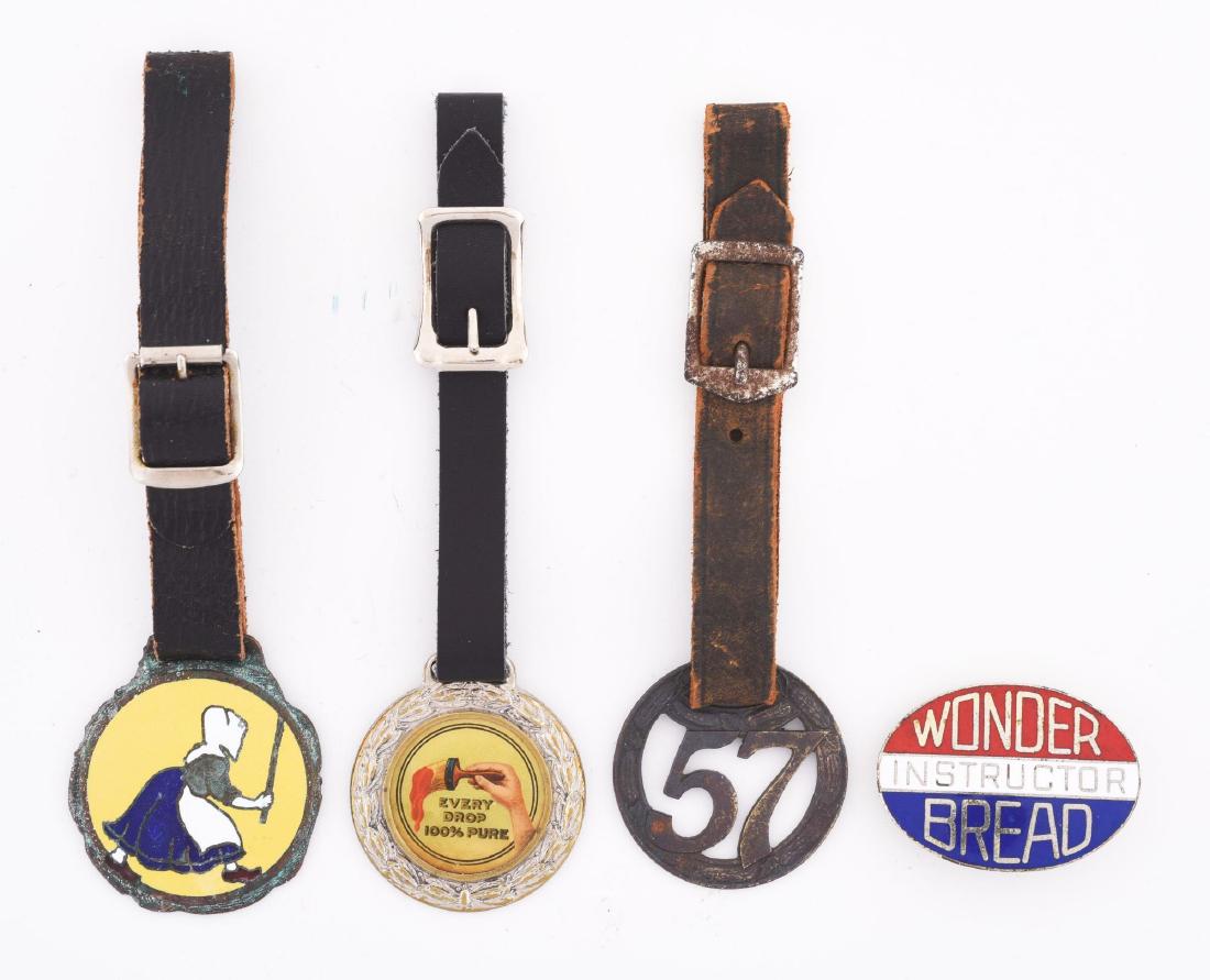 Lot Of 4: Assorted Advertising Key Fobs & Pin From Old (1 of 2)