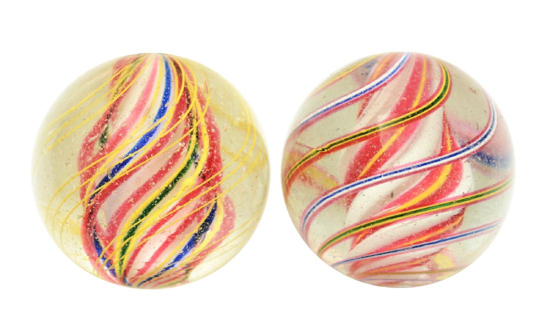 Lot Of 2: Large Swirl Marbles. (1 of 4)