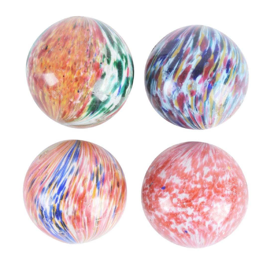 Lot Of 4: Large Onionskin Marbles. (1 of 4)