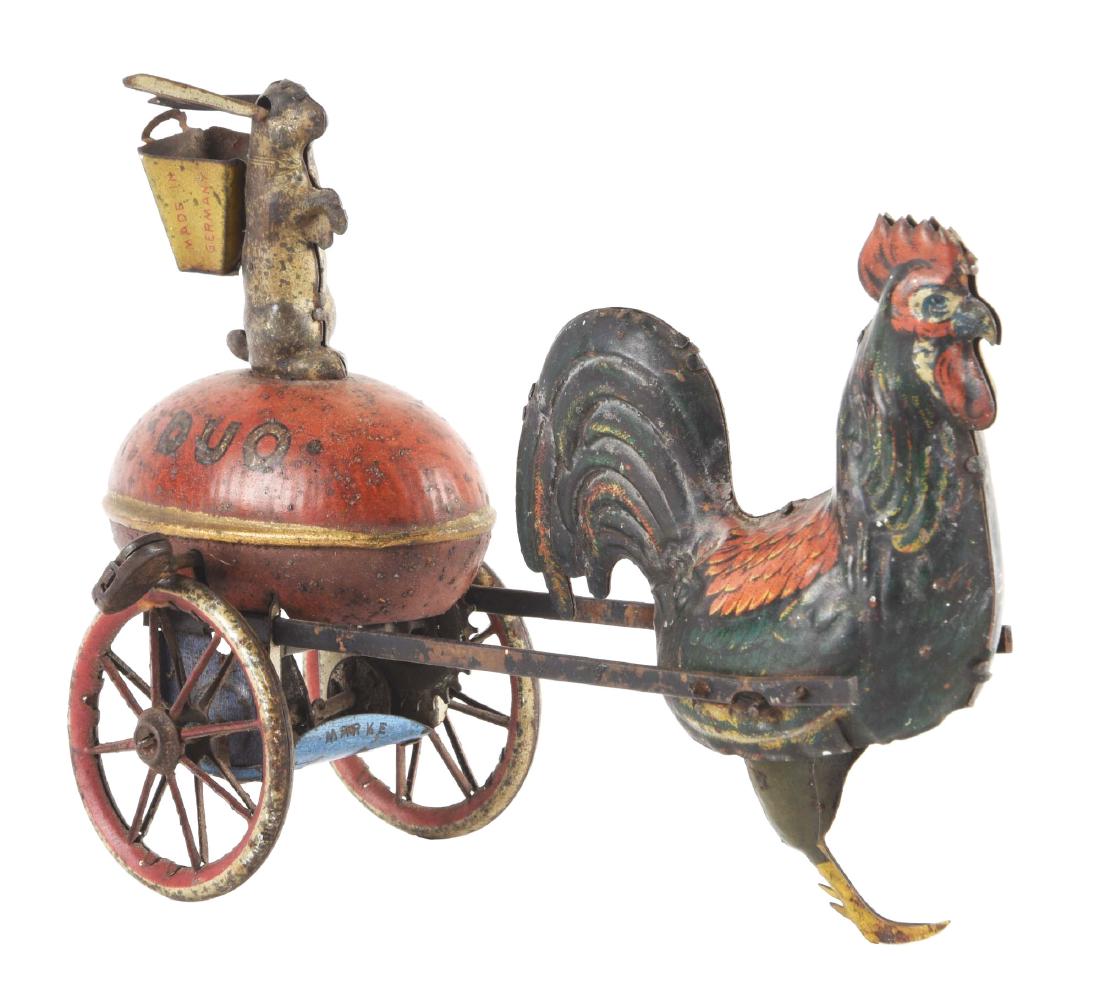 German Lehmann Tin Litho Wind-Up Rooster & Rabbit Duo (1 of 2)
