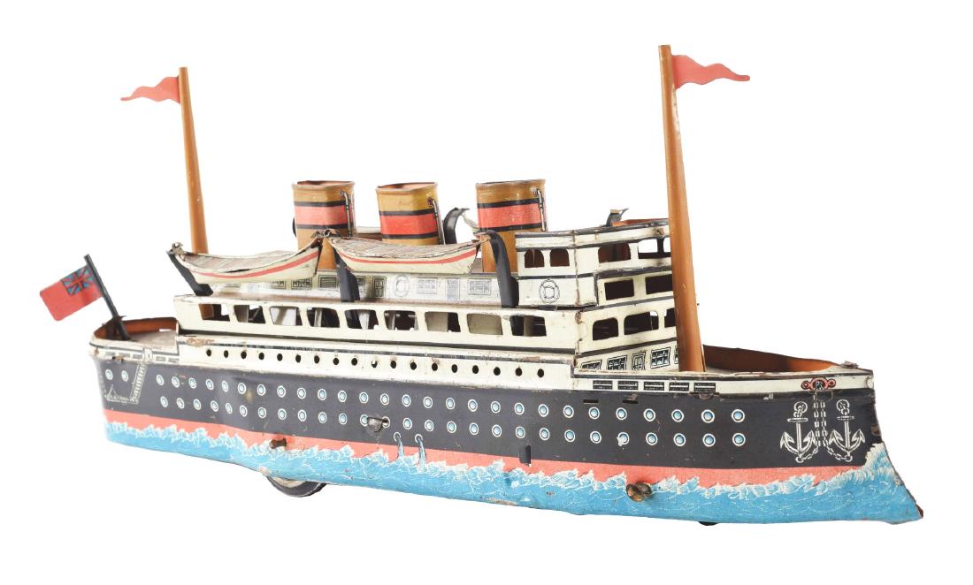 German Gunthermann Tin Litho Wind Up Ocean Liner. (1 of 2)