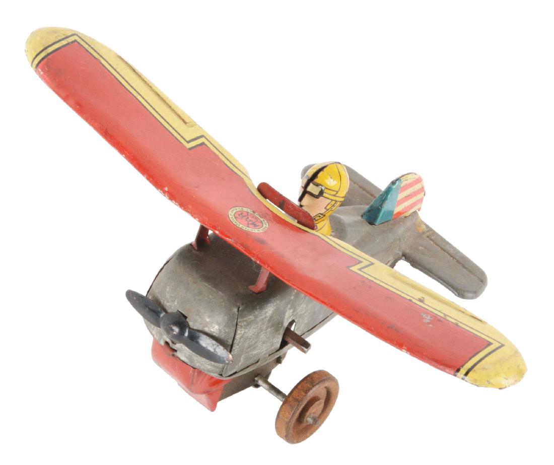 Marx Pre-War Tin Litho Wind-Up Prototype Airplane Toy. (1 of 2)