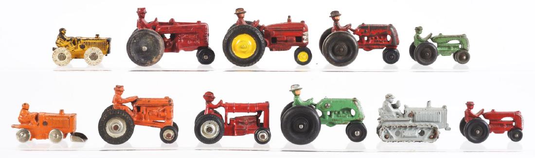 Lot Of 11: Various Cast Iron Toy Tractors & (1 of 2)