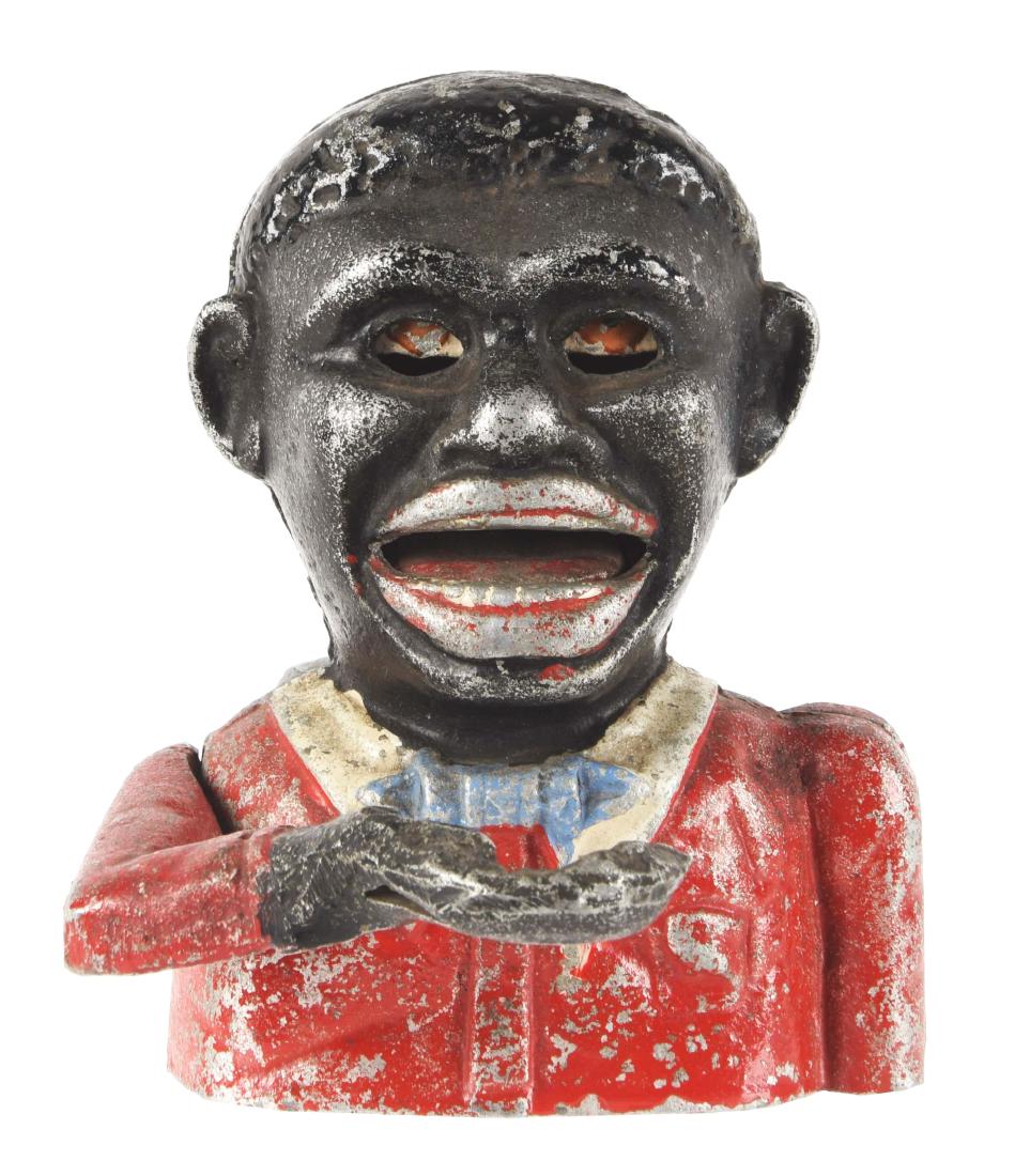 Unusual Small English Aluminum Jolly Mechanical Bank. (1 of 3)