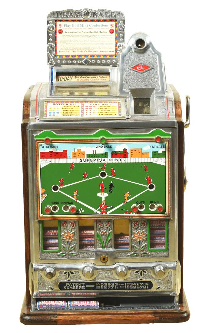 **5¢ O.D. Jennings Baseball Slot Machine. (1 of 4)