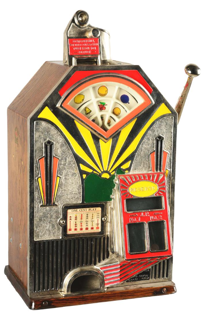 **1¢ O.D. Jennings Little Duke Slot Machine.: Unlike many slot machines of its time, the Little Duke presented different features than most of the respective competition. It has a slightly smaller cabinet and instead of the traditional three reel