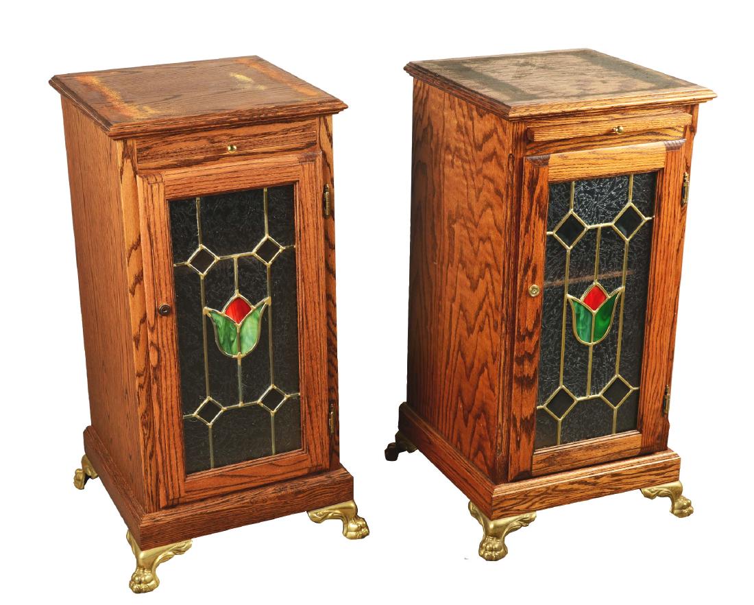 Lot Of 2: Oak Slot Machine Stands. (1 of 4)