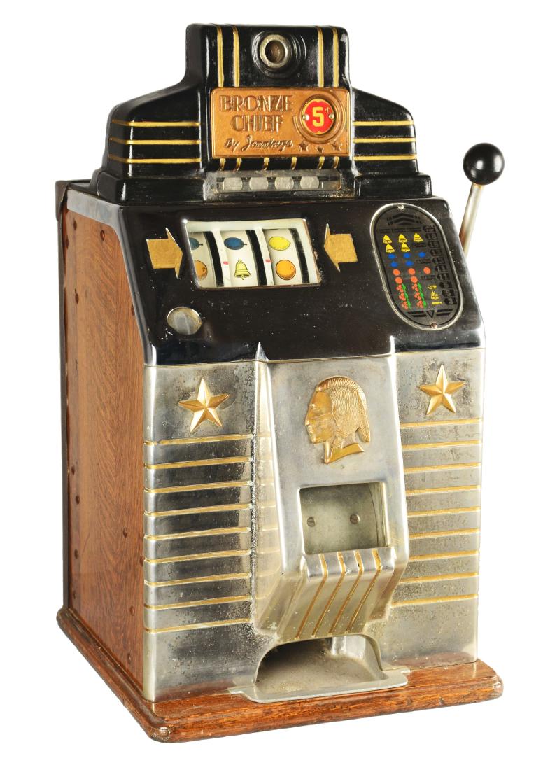 **5¢ O.D. Jennings Bronze Chief Slot Machine. (1 of 4)
