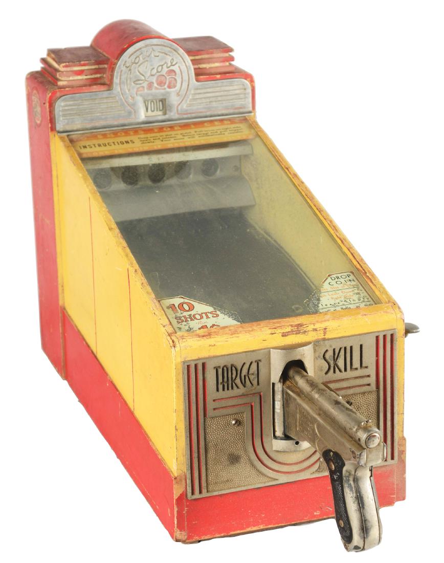 1¢ A.B.T. Mfg. Co. Target Skill Arcade Game.: A countertop arcade game, manufactured by A.B.T. Mfg. Co in the late 1930s. Unlike many countertop pistol games such as this, the targets in the Target Skill are constantly in motion, truly testing th