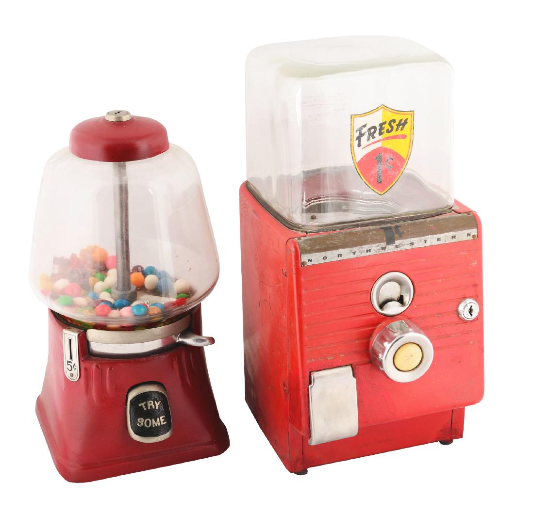 Lot of 2: 1¢ And 5¢ Gumball Machines. (1 of 4)