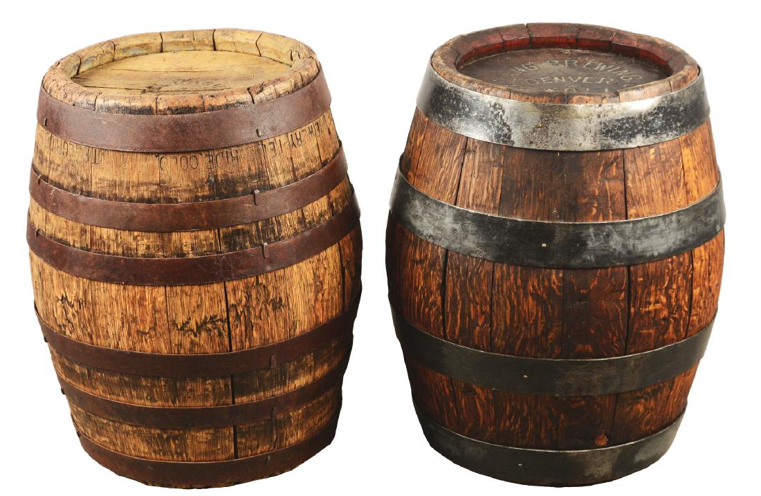 Lot Of 2 Wooden Keg Beer Barrels.
