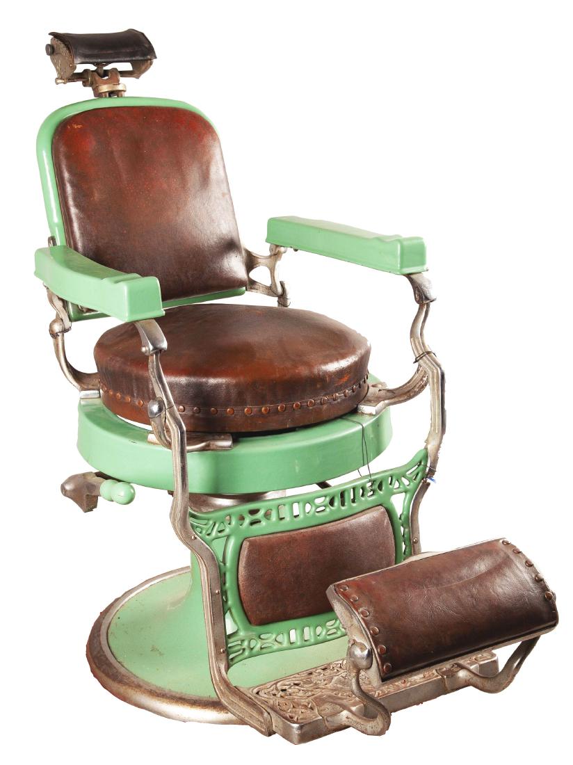 Antique Koken Round Seat Barber Chair.