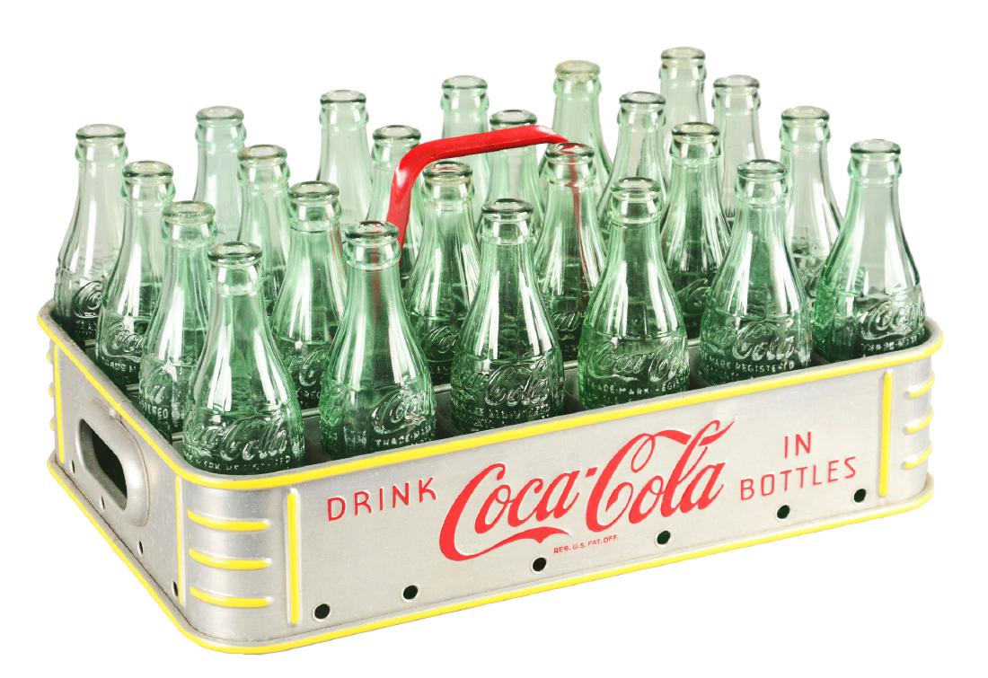 Coca-Cola Crate With Glass Pop Bottles. (1 of 4)