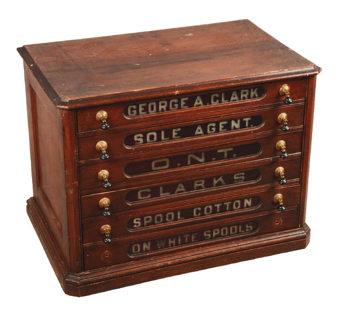 Wooden George A. Clark O.N.T Drawer Spool Cabinet. (1 of 4)