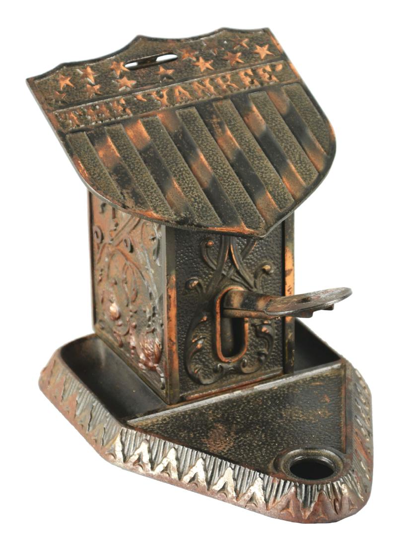 The Yankee Cigar Cutter With Match Dispenser.: This is the often seen cast iron cigar cutter with match dispenser, manufactured by Northwestern Novelty Co. in Morris, Illinois with a patent date of July 13, 09. This is another of a great collectio