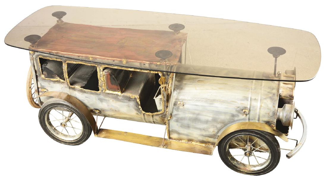 Folk Art Old Automobile Coffee Table With Smoked Glass (1 of 6)