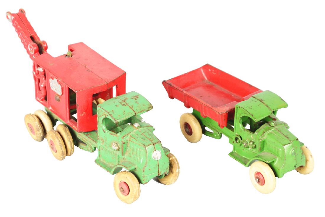 Lot Of 2: Green Hubley Toy Trucks. (1 of 4)